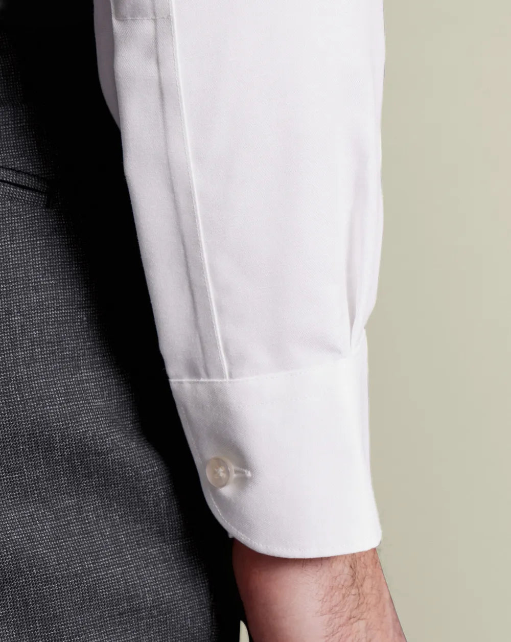 Semi-Cutaway Non-Iron Cotton Linen Shirt - White