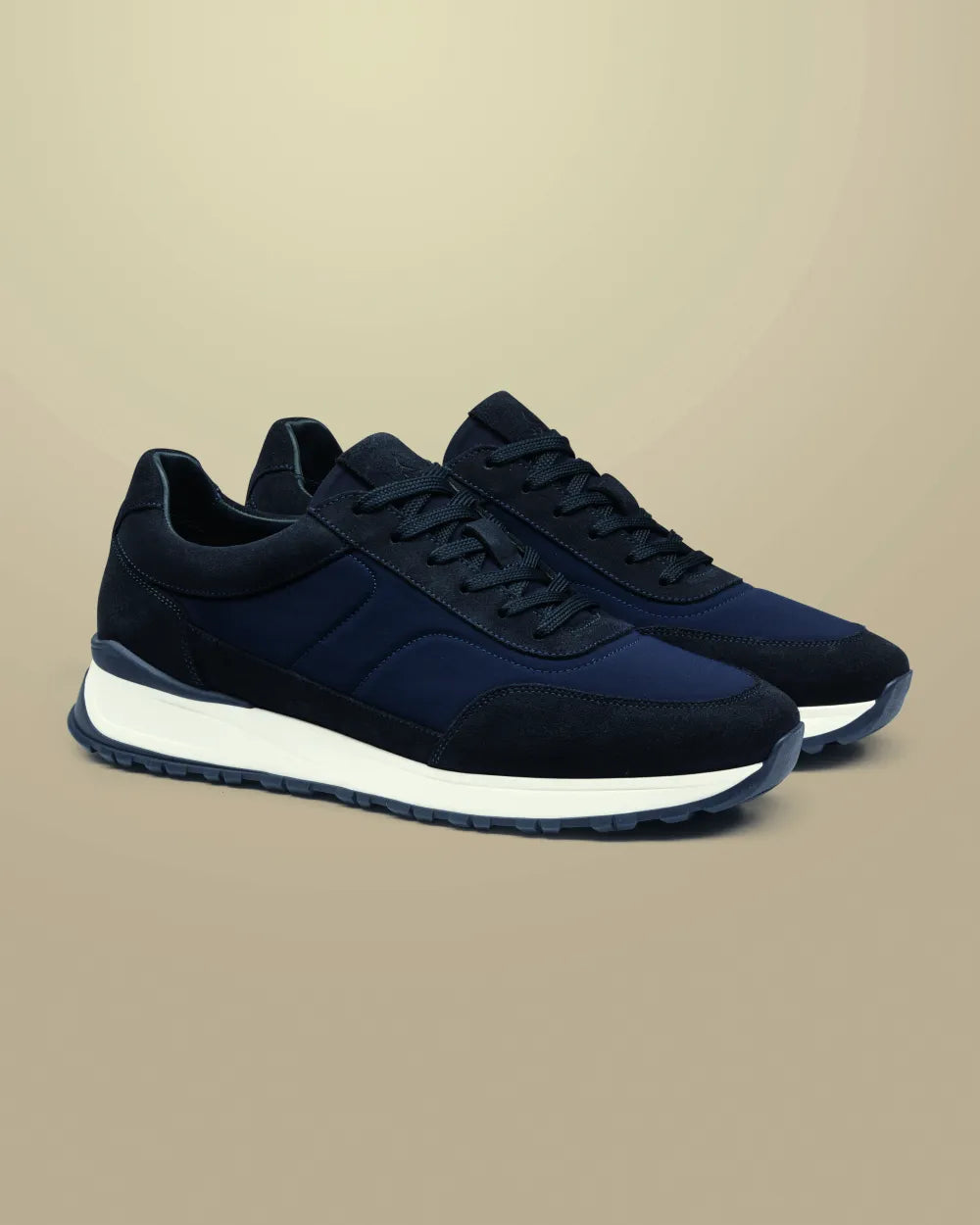 Leather Textile Trainers - Dark Chocolate
