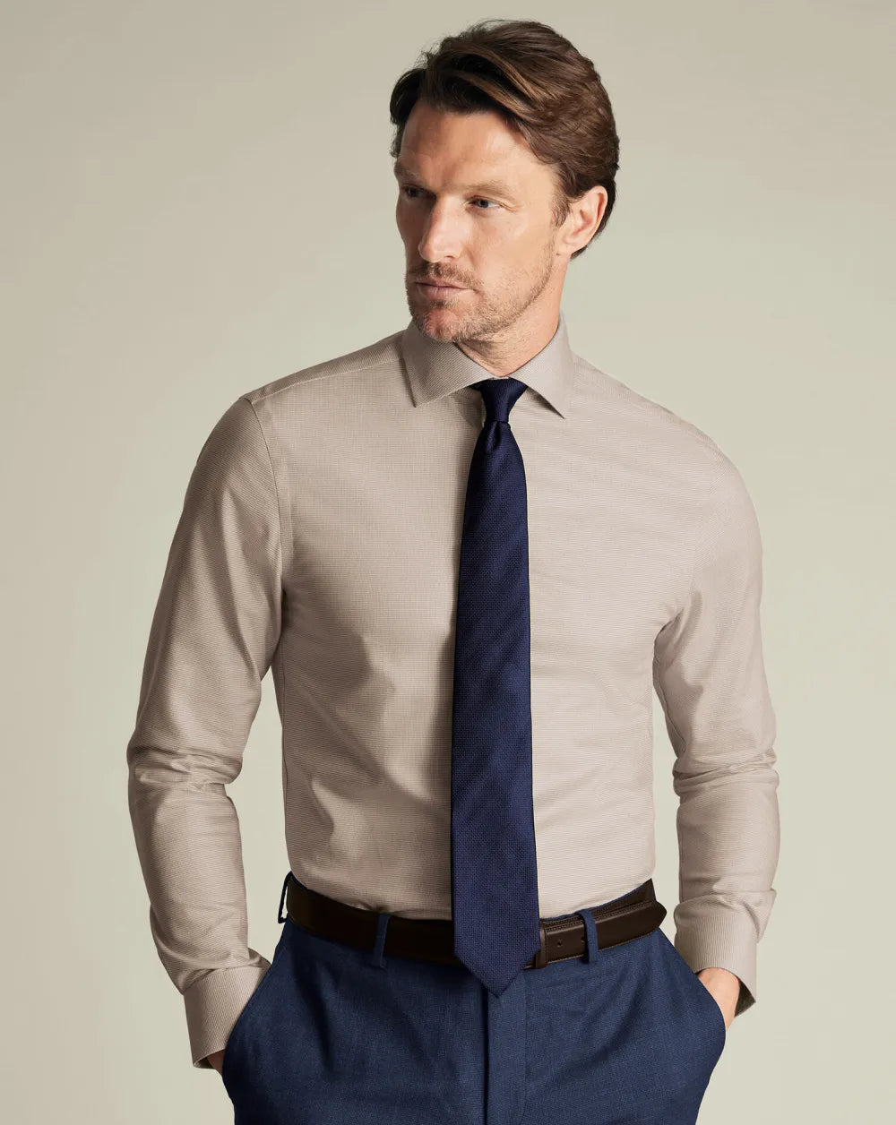 Non-Iron Westminster Weave Shirt - Silver Grey