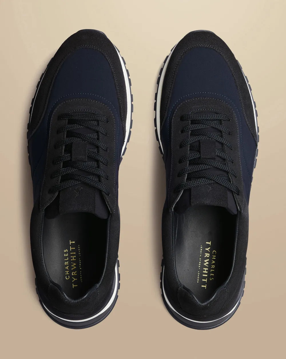 Leather Textile Trainers - Dark Chocolate