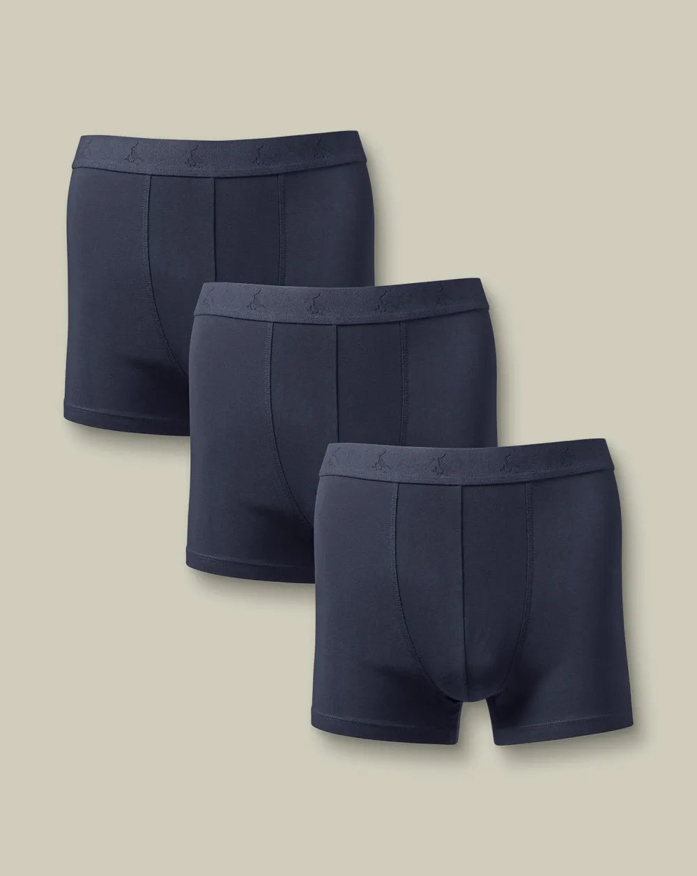 3 Pack Cotton Stretch Patterned Jersey Trunks - French Blue