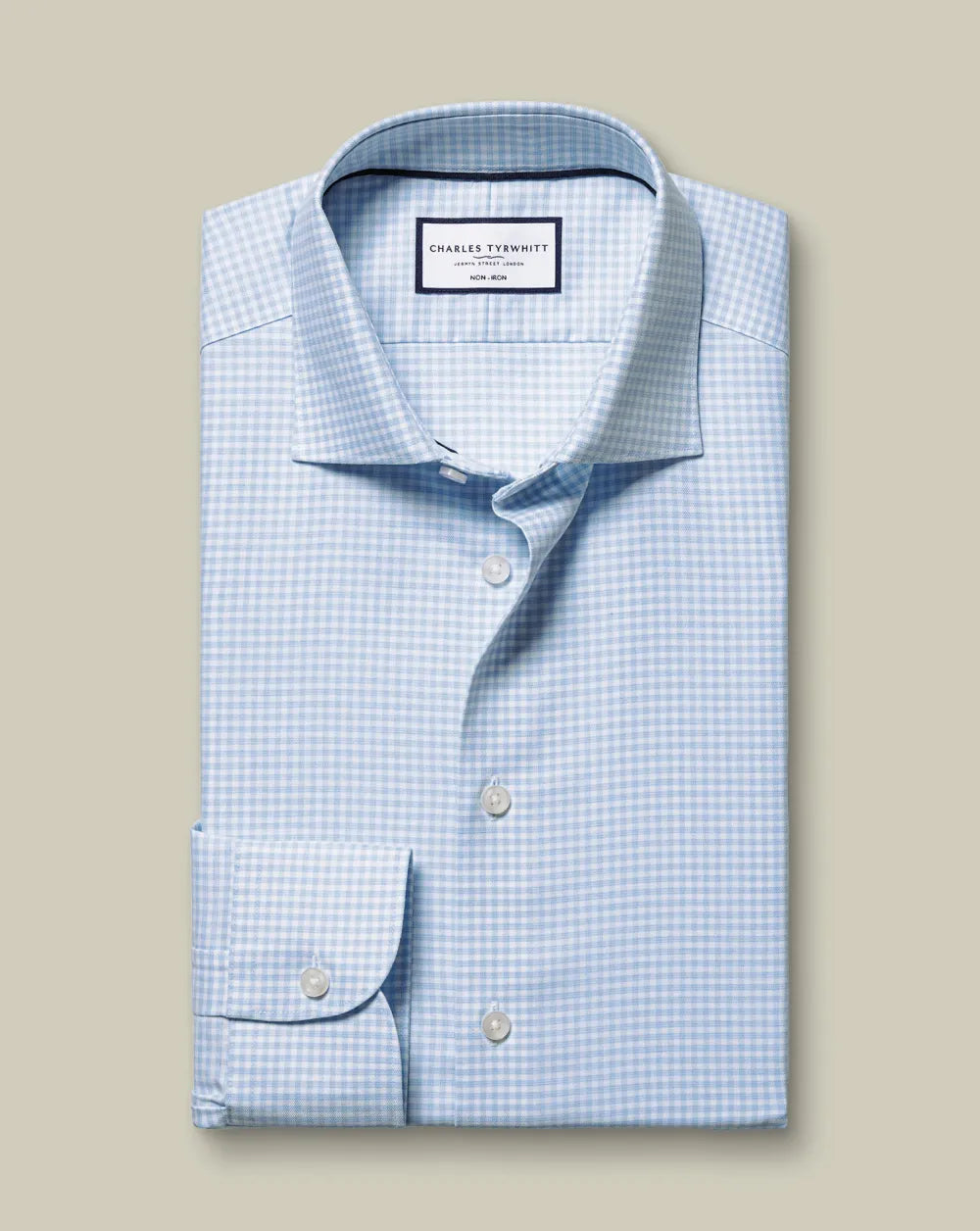 Semi-Cutaway Non-Iron Cotton Linen Shirt  - White