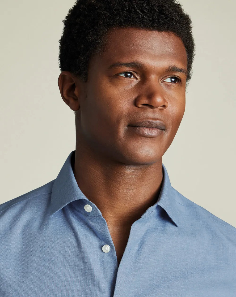 Semi-Cutaway Non-Iron Cotton Linen Shirt  - White