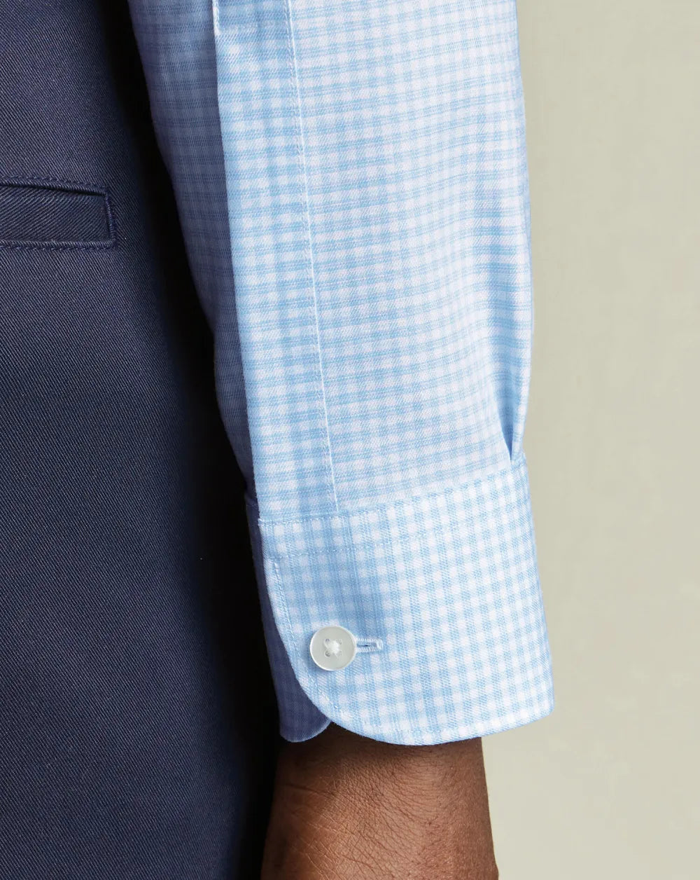 Semi-Cutaway Non-Iron Cotton Linen Shirt  - White