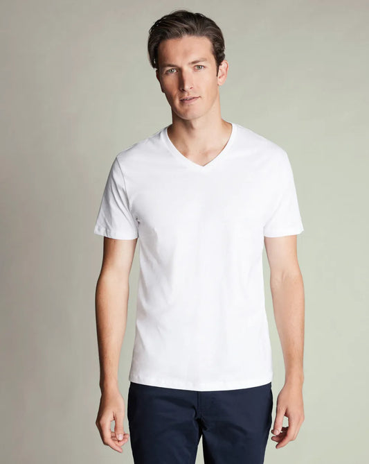 2 Pack V-Neck Cotton T-Shirt - White