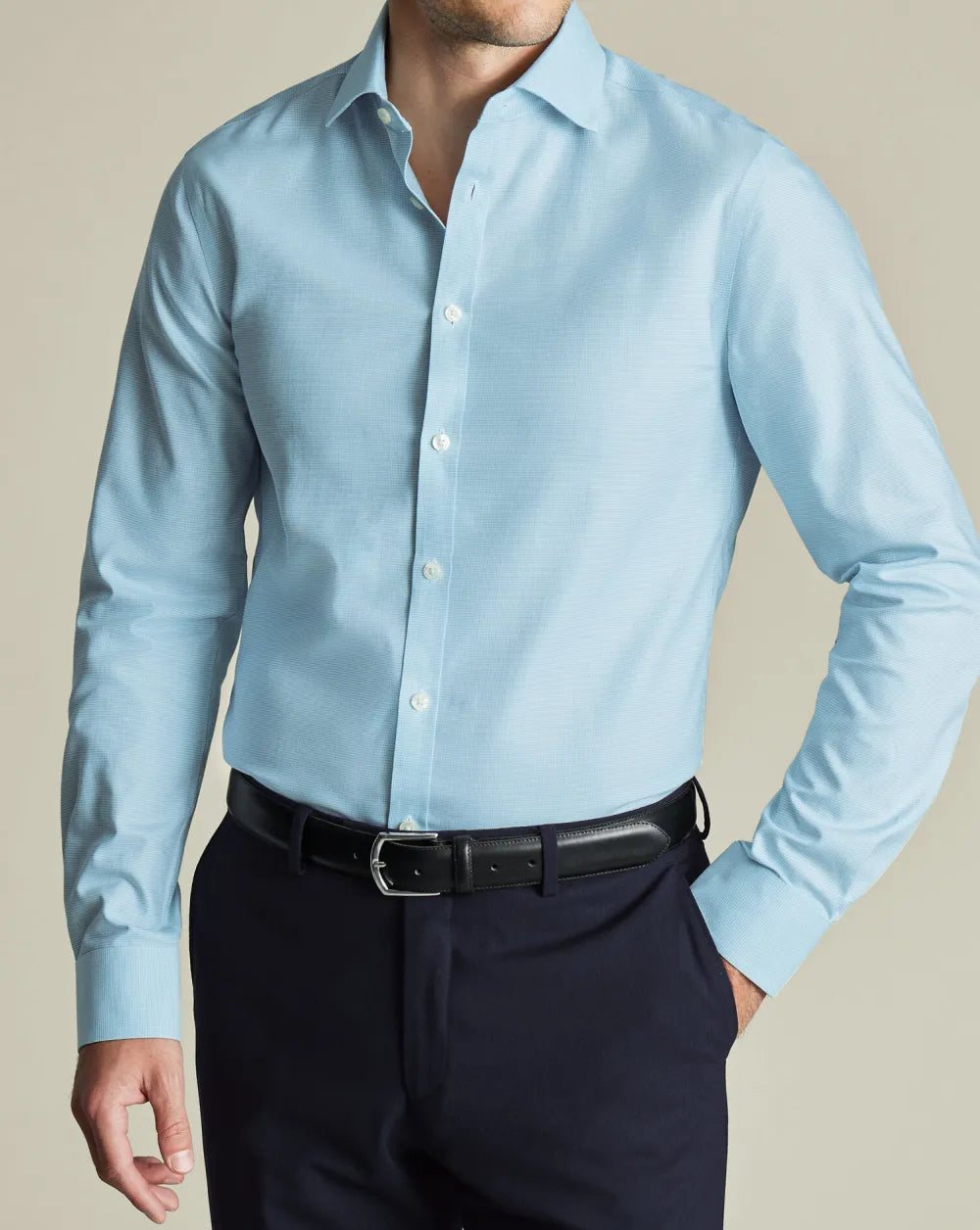 Non-Iron Westminster Weave Shirt - Silver Grey