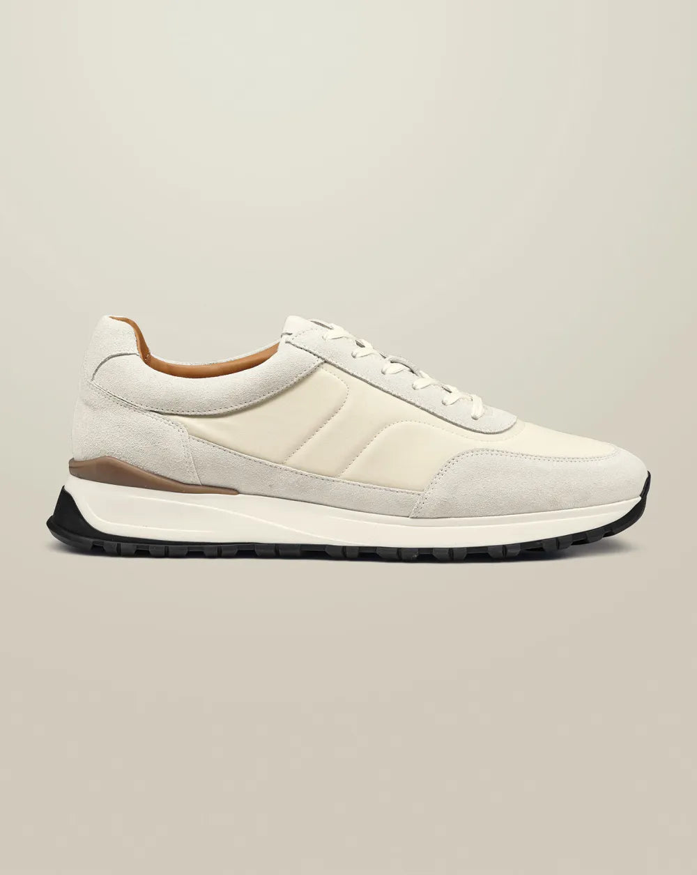 Leather Textile Trainers - Dark Chocolate