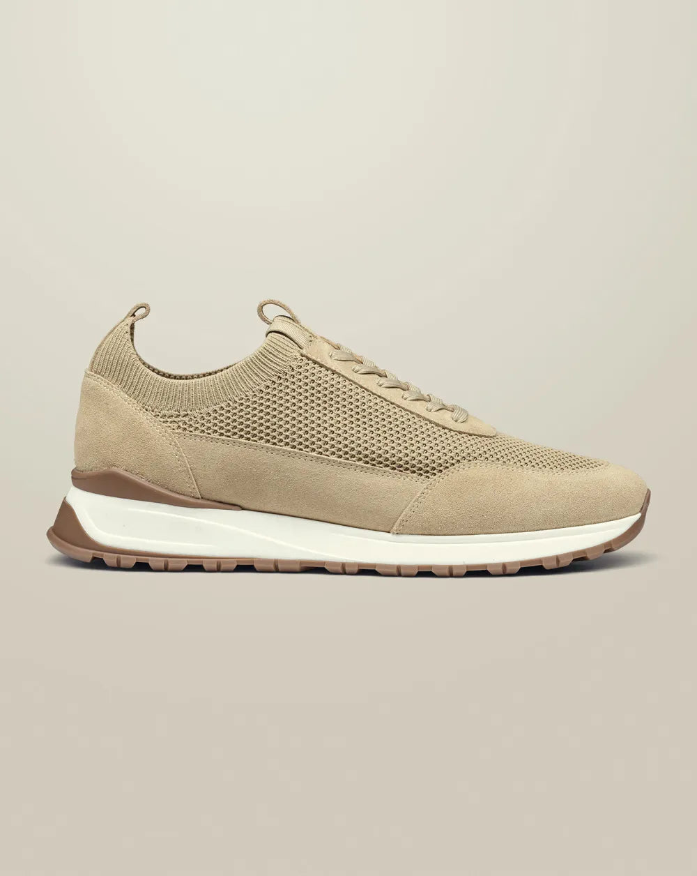 Leather Textile Trainers - Dark Chocolate