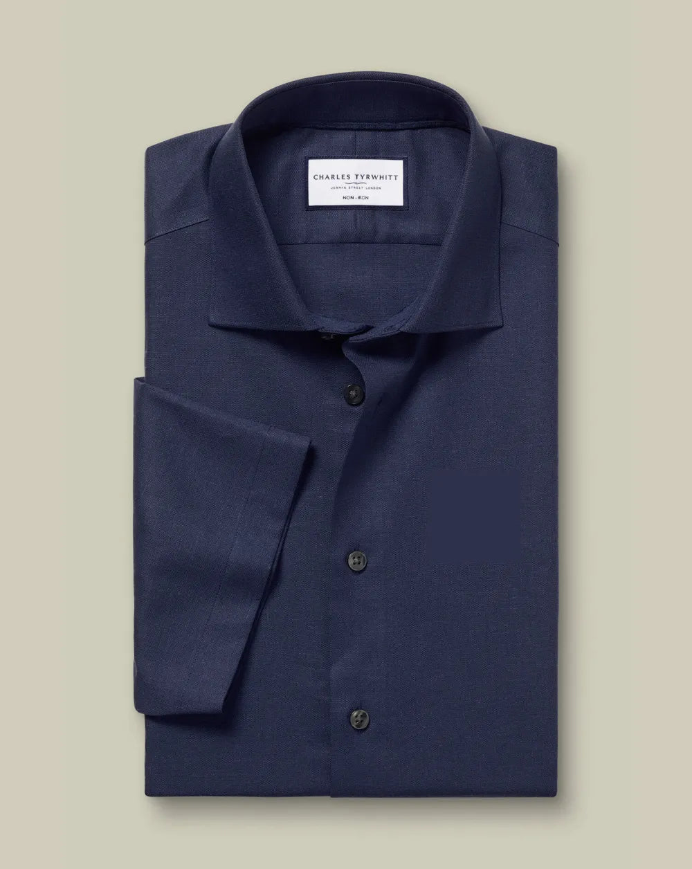 Non-Iron Cotton Linen Short Sleeve Shirt - Ink Blue