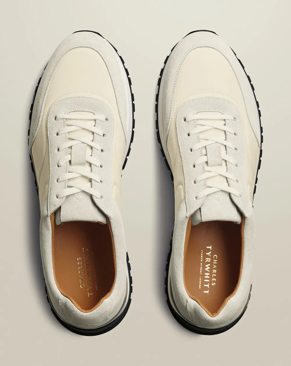 Leather Textile Trainers - Dark Chocolate