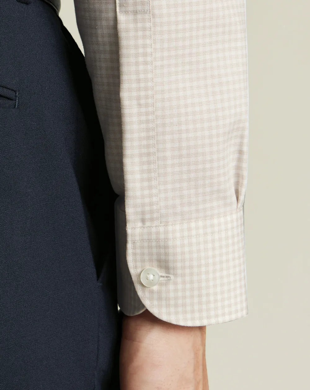 Semi-Cutaway Non-Iron Cotton Linen Shirt  - White