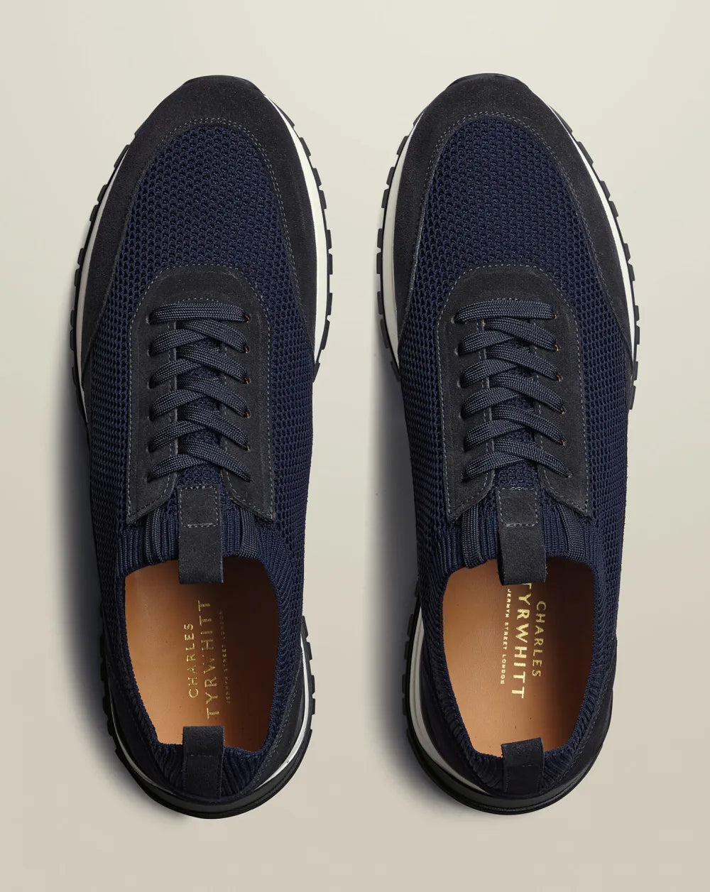 Leather Textile Trainers - Dark Chocolate