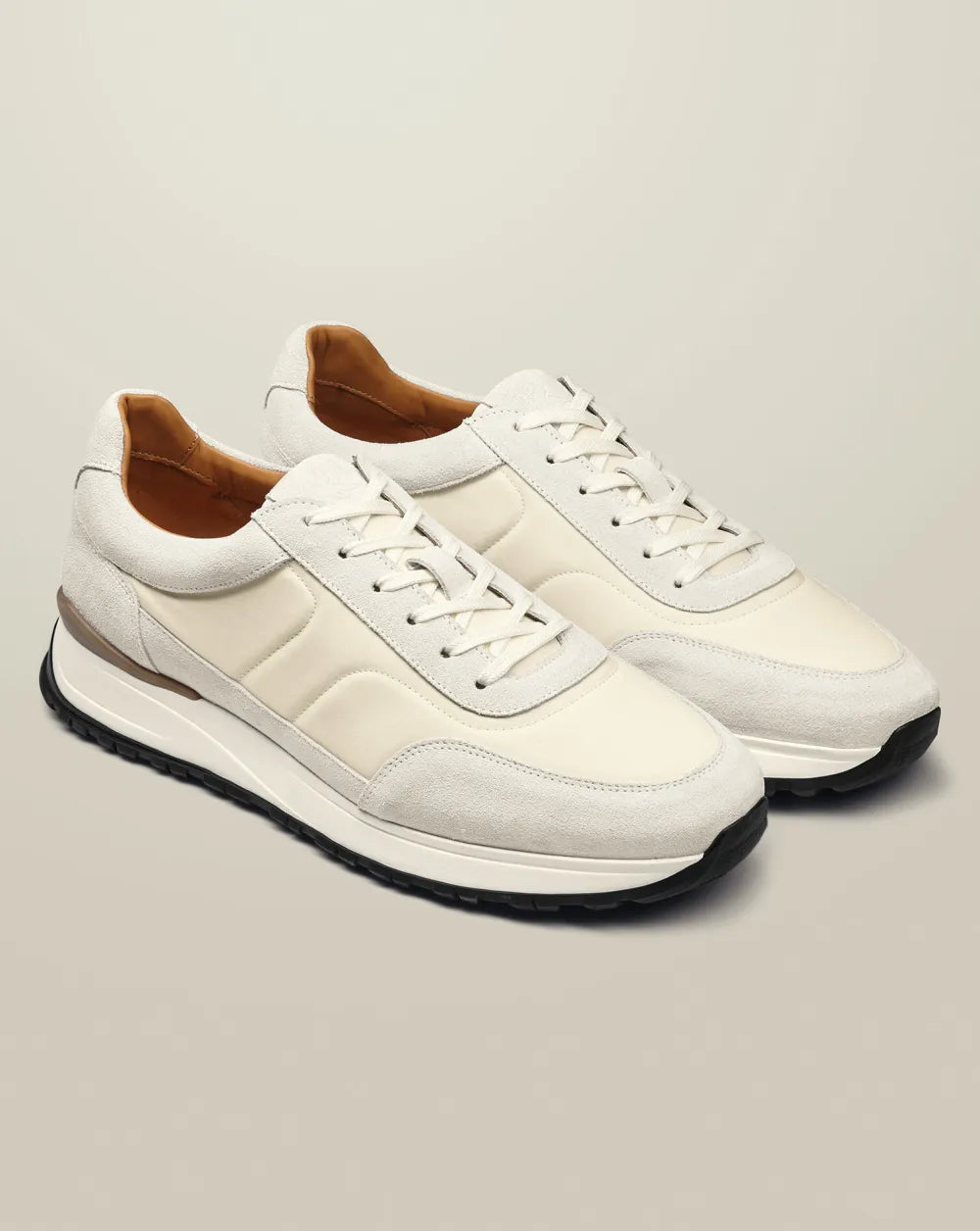 Leather Textile Trainers - Dark Chocolate