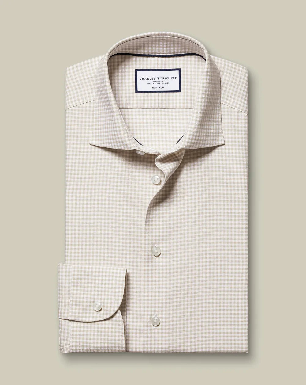 Semi-Cutaway Non-Iron Cotton Linen Shirt  - White
