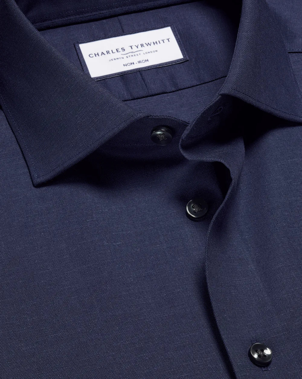 Semi-Cutaway Non-Iron Cotton Linen Shirt  - White