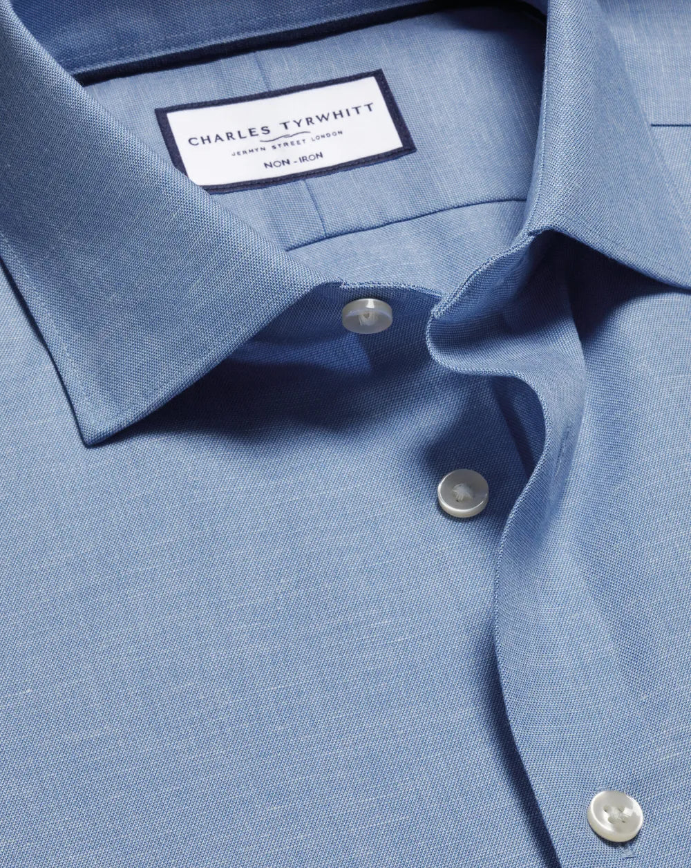 Non-Iron Cotton Linen Short Sleeve Shirt - Ink Blue