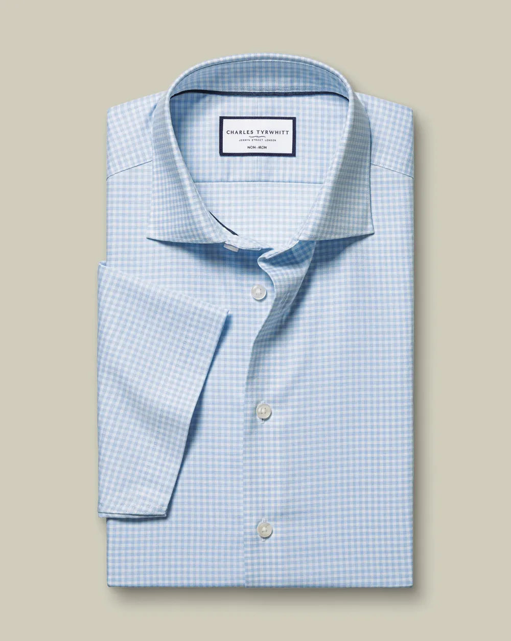 Non-Iron Cotton Linen Short Sleeve Shirt - Ink Blue