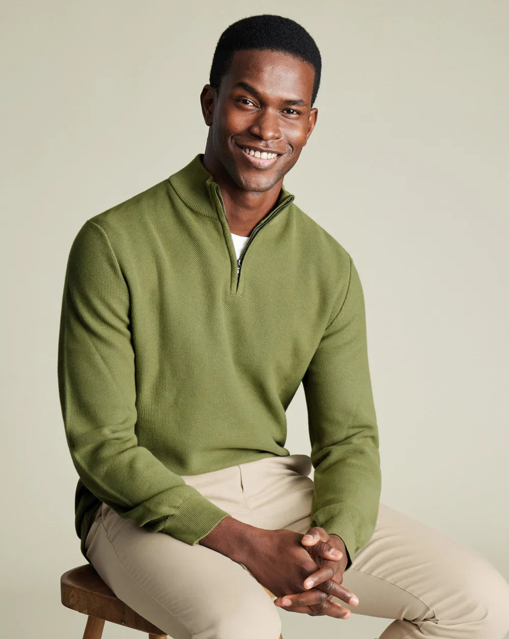 Honeycomb Cotton Zip Neck Jumper - Purple