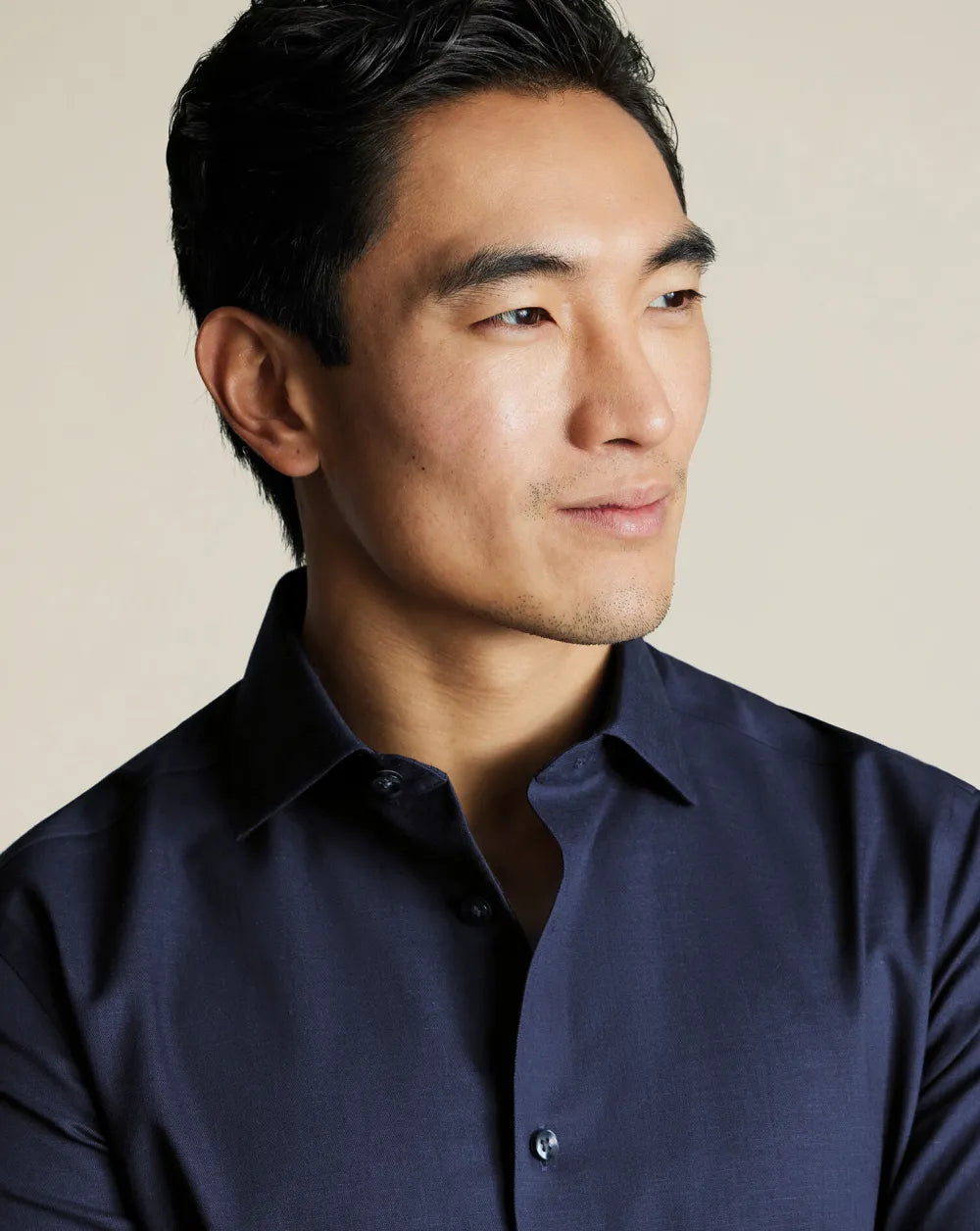 Non-Iron Cotton Linen Short Sleeve Shirt - Ink Blue