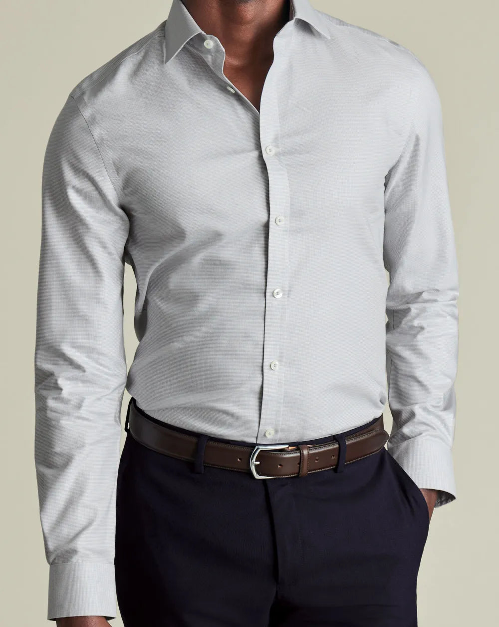 Non-Iron Westminster Weave Shirt - Silver Grey