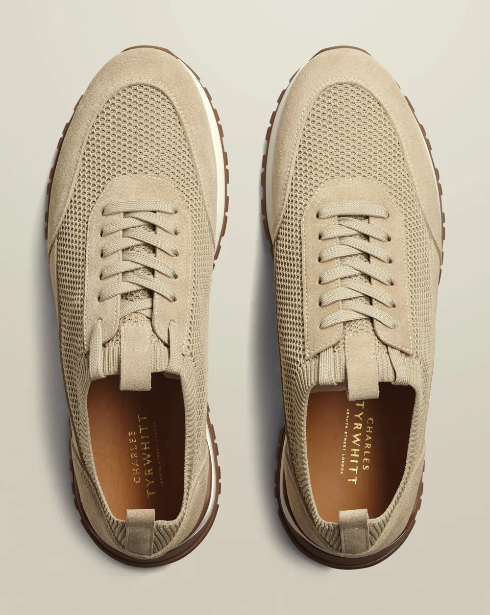 Leather Textile Trainers - Dark Chocolate