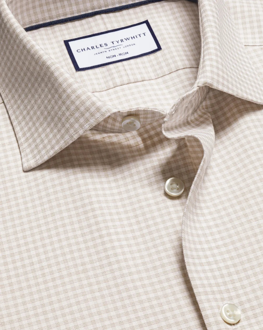 Semi-Cutaway Non-Iron Cotton Linen Shirt  - White