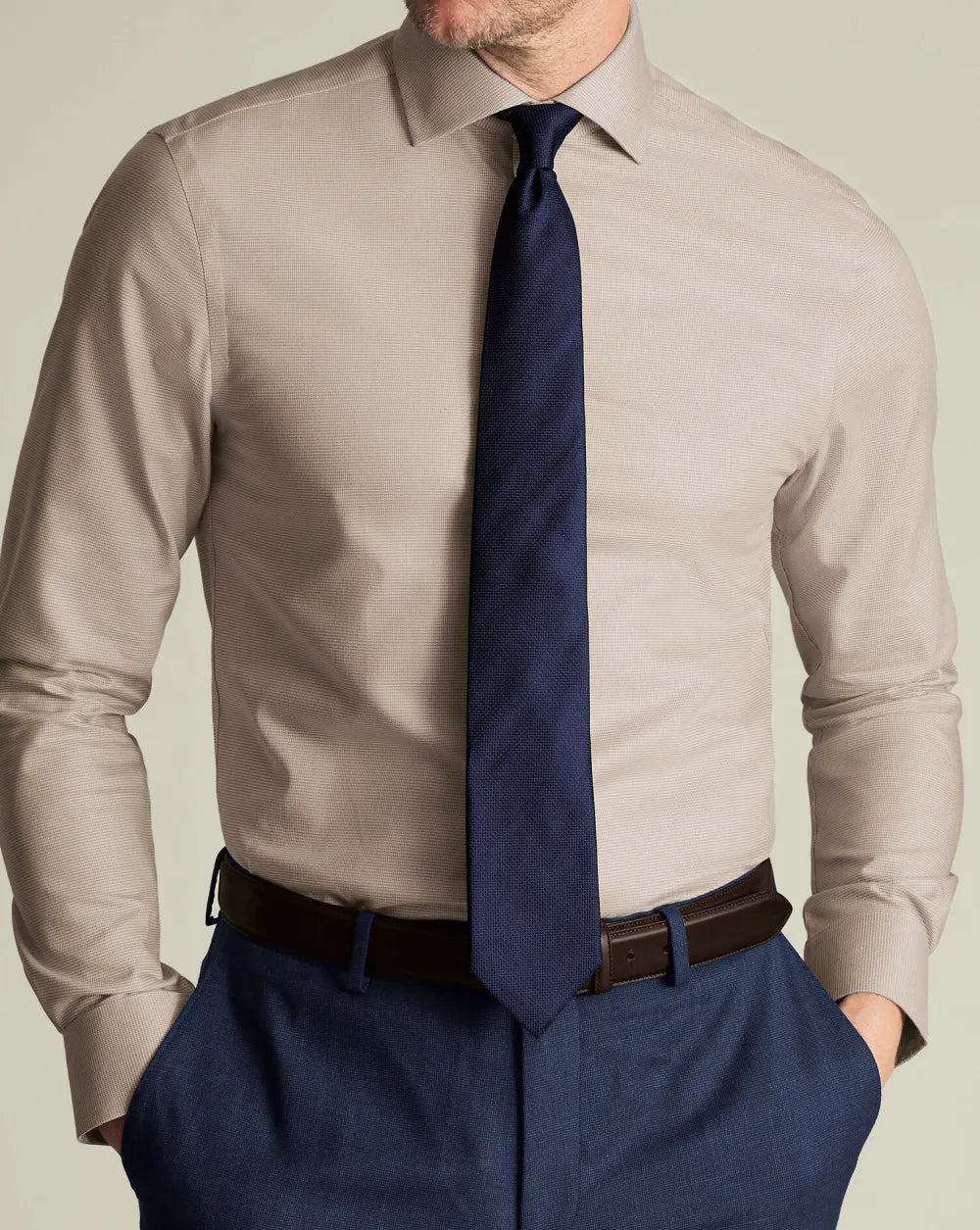 Non-Iron Westminster Weave Shirt - Silver Grey
